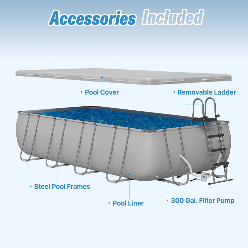 JolyDale 18Ft Grey U-Shaped Frame Pool With Pump & Reviews | Wayfair